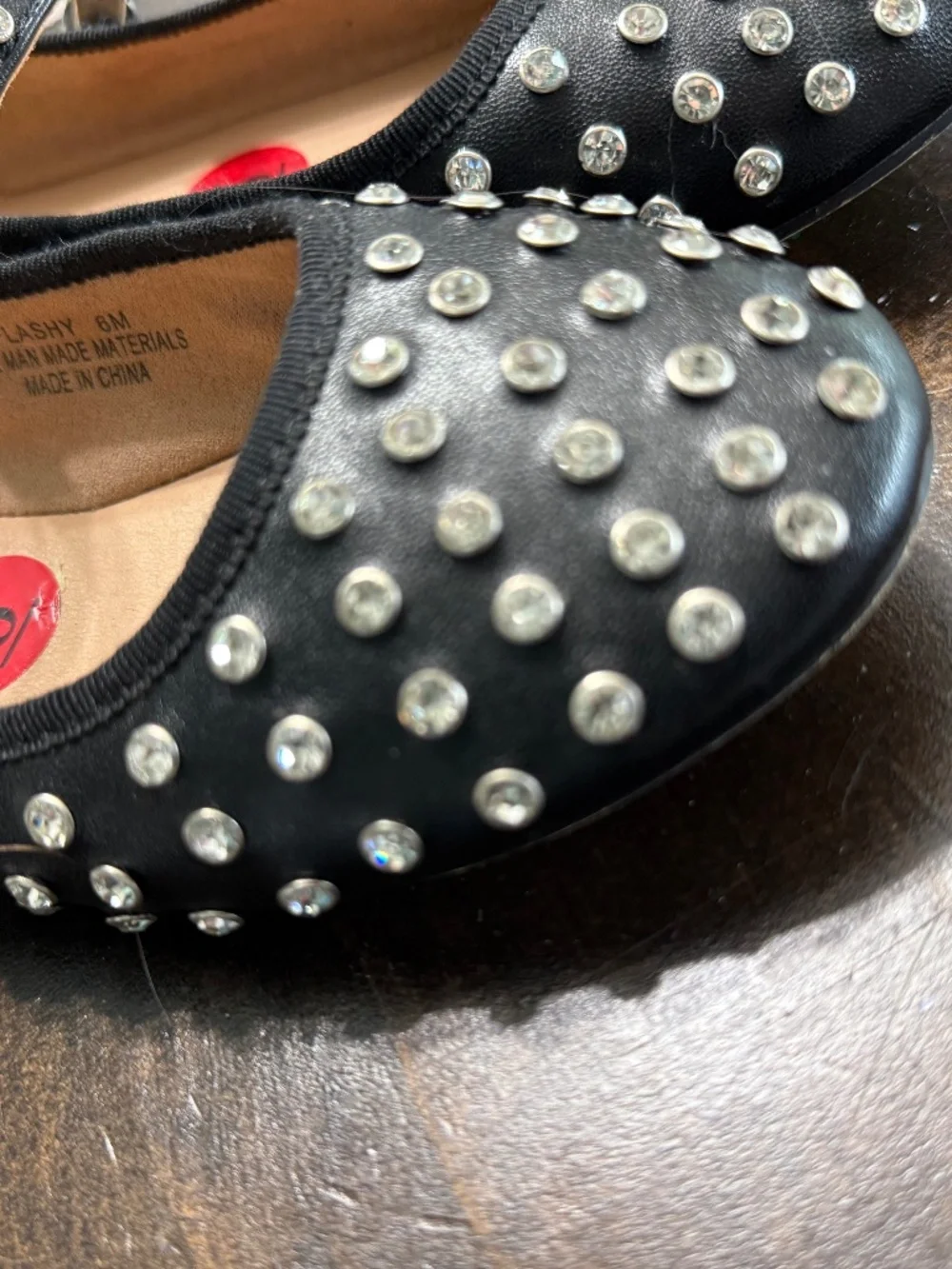 House of Harlow 1960 Black Rhinestone Mary Jane Ballet Flats Size 6